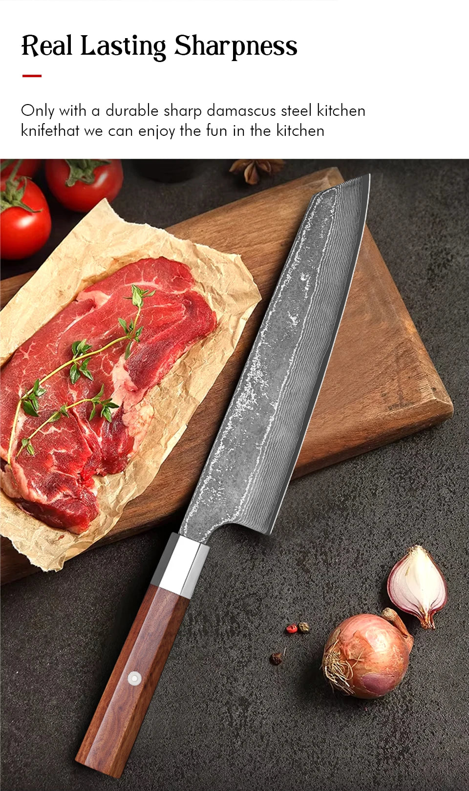 TURWHO 8.2-inch Japanese Handmade Kiritsuke Knife Damascus Steel Professional Chef Knives Kitchen Cleaver Bunka Cooking Tools