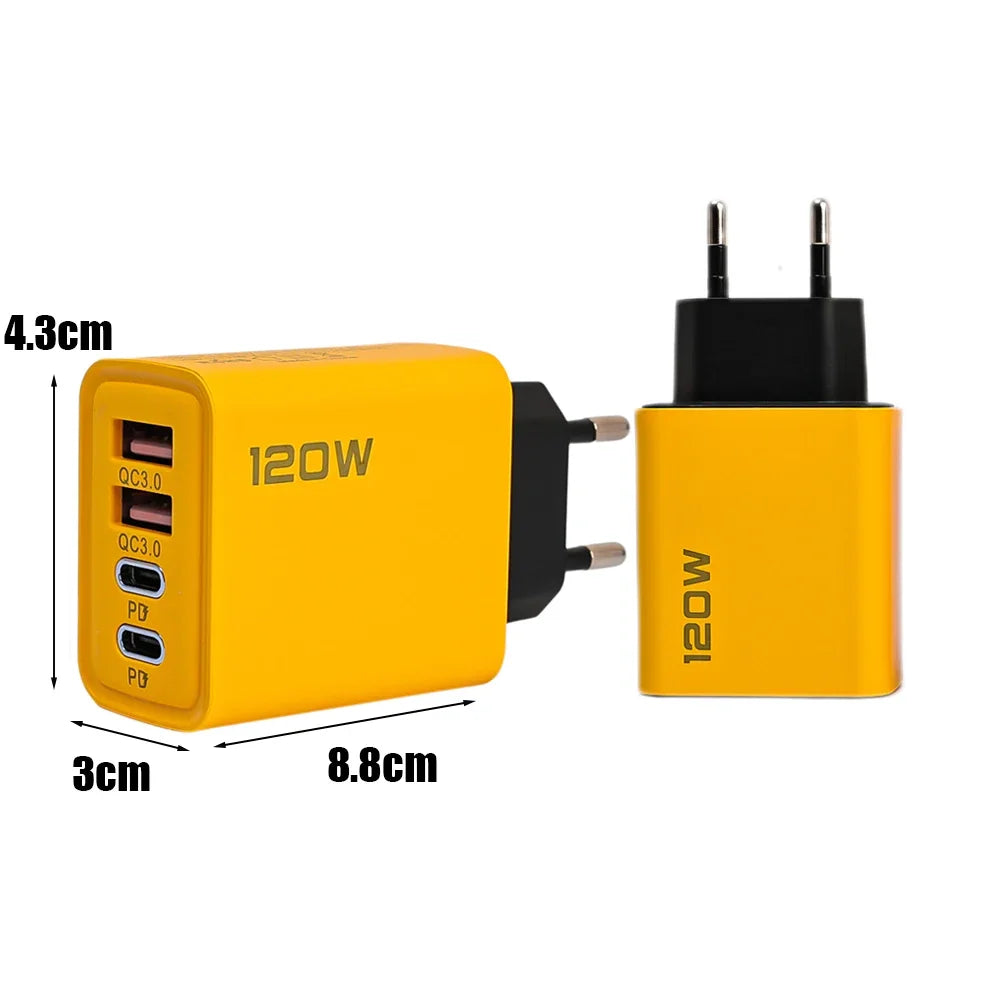 120W Fast Charging 4 Ports Mobile Phone Charger
