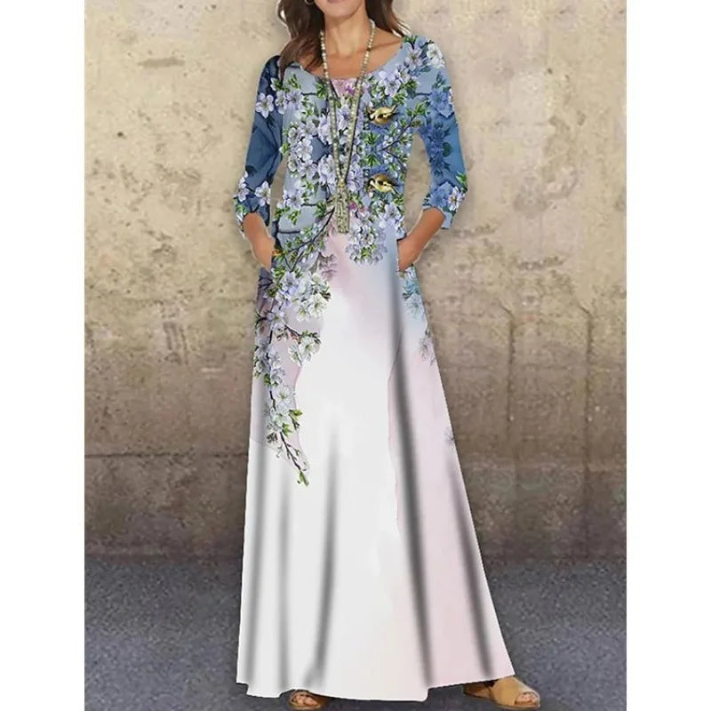 Geovani Casual Flower Autumn Print Party Dress