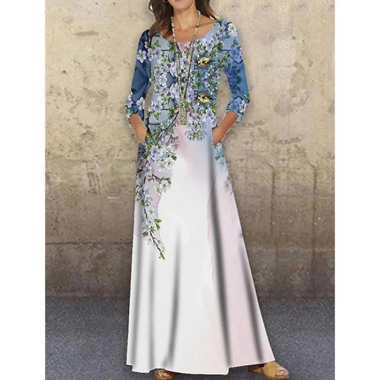 Geovani Casual Flower Autumn Print Party Dress