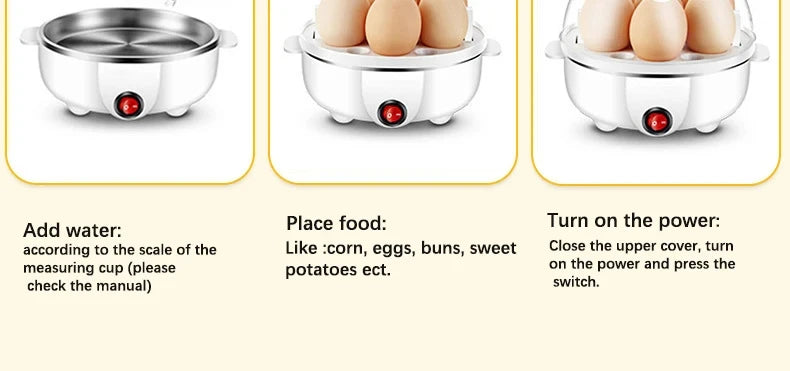 Multifunction Electric Egg Cooker – Double-Layer Egg Boiler for Eggs, Corn & Milk | Rapid Breakfast Cooking Steamer for Kitchen Appliances