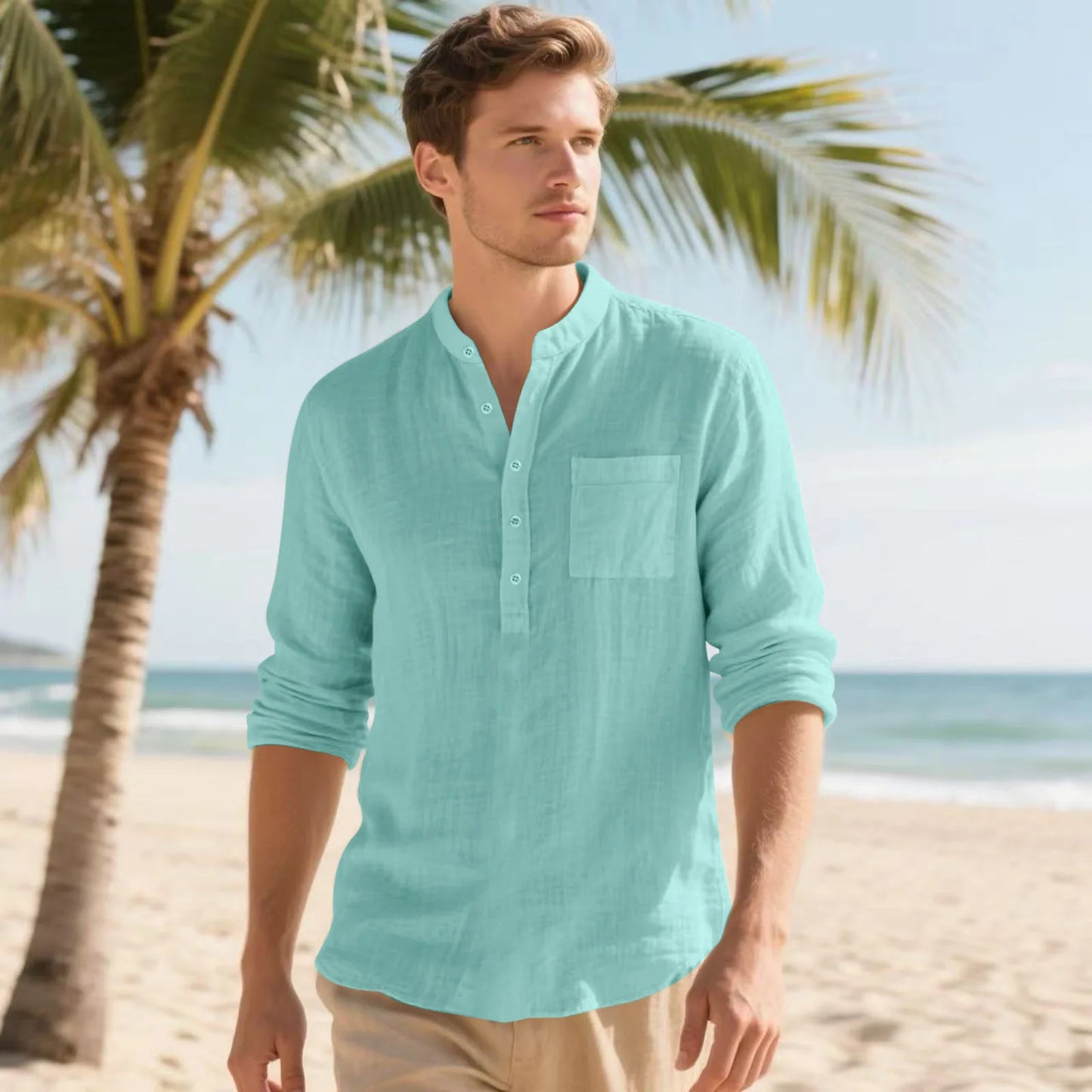 Casual Fashionable Linen Button Up Shirt
