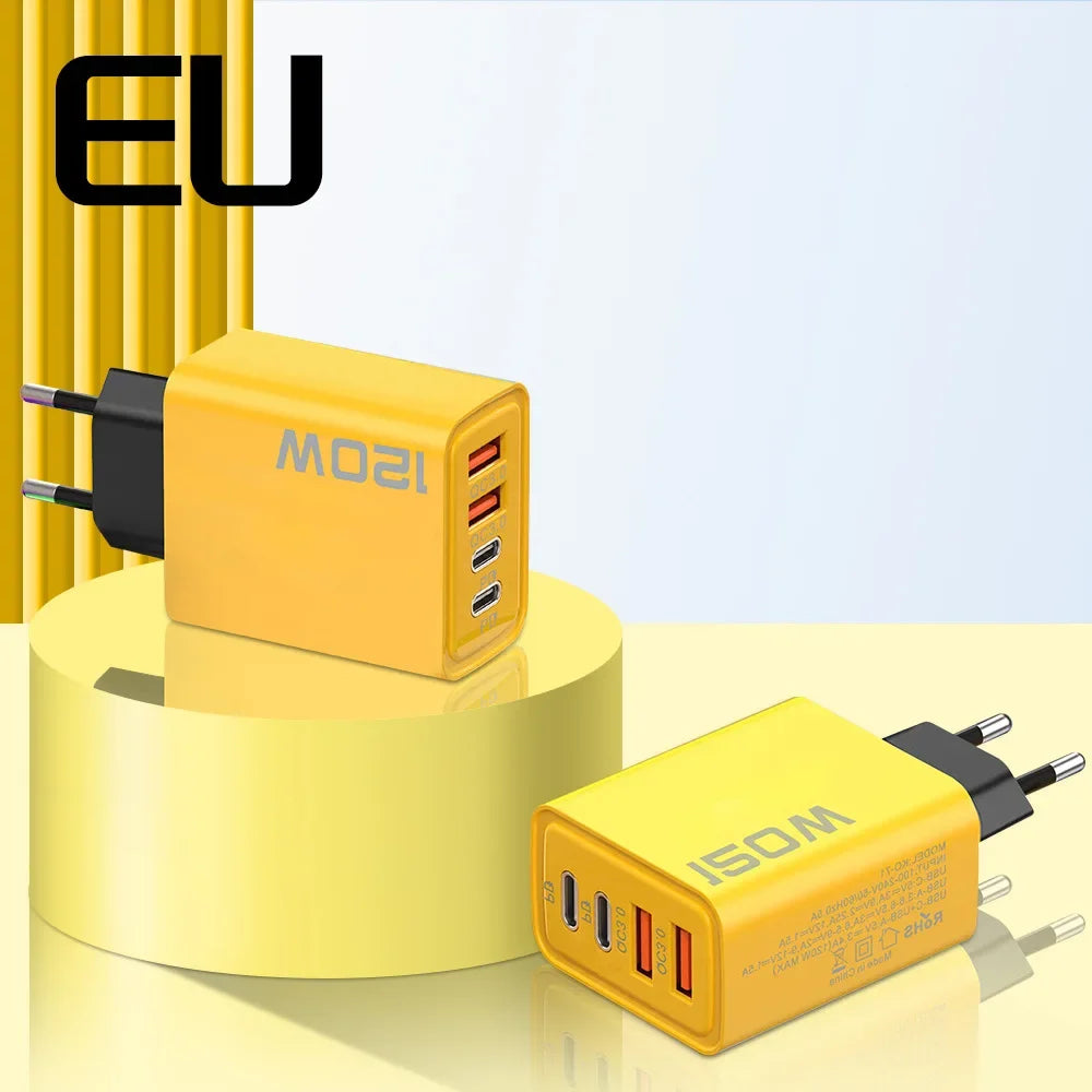 120W Fast Charging 4 Ports Mobile Phone Charger