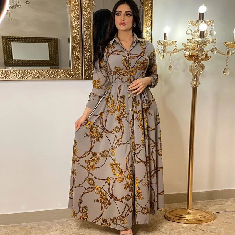 Women’s Autumn & Winter Dress – Elegant, Sexy, Fashionable Digital Print Leisure Wear