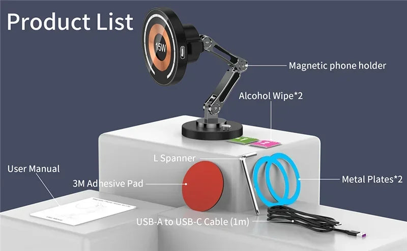 Magsafe Magnetic Car Wireless Charger Stand for iPhone 15 14 13 12