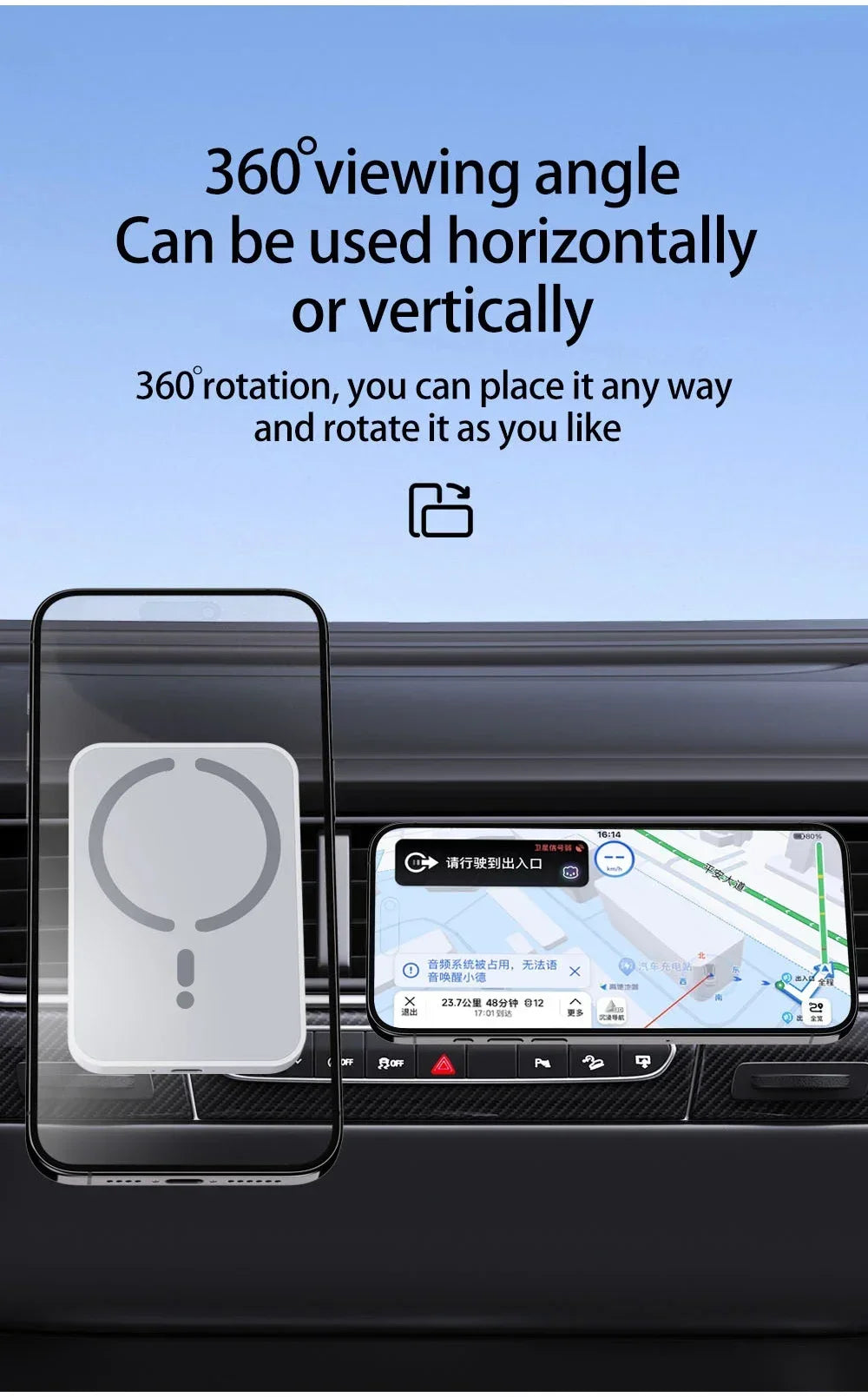 Magnetic Wireless Car Charger for iPhone 16 15 14 13 12 Pro Max