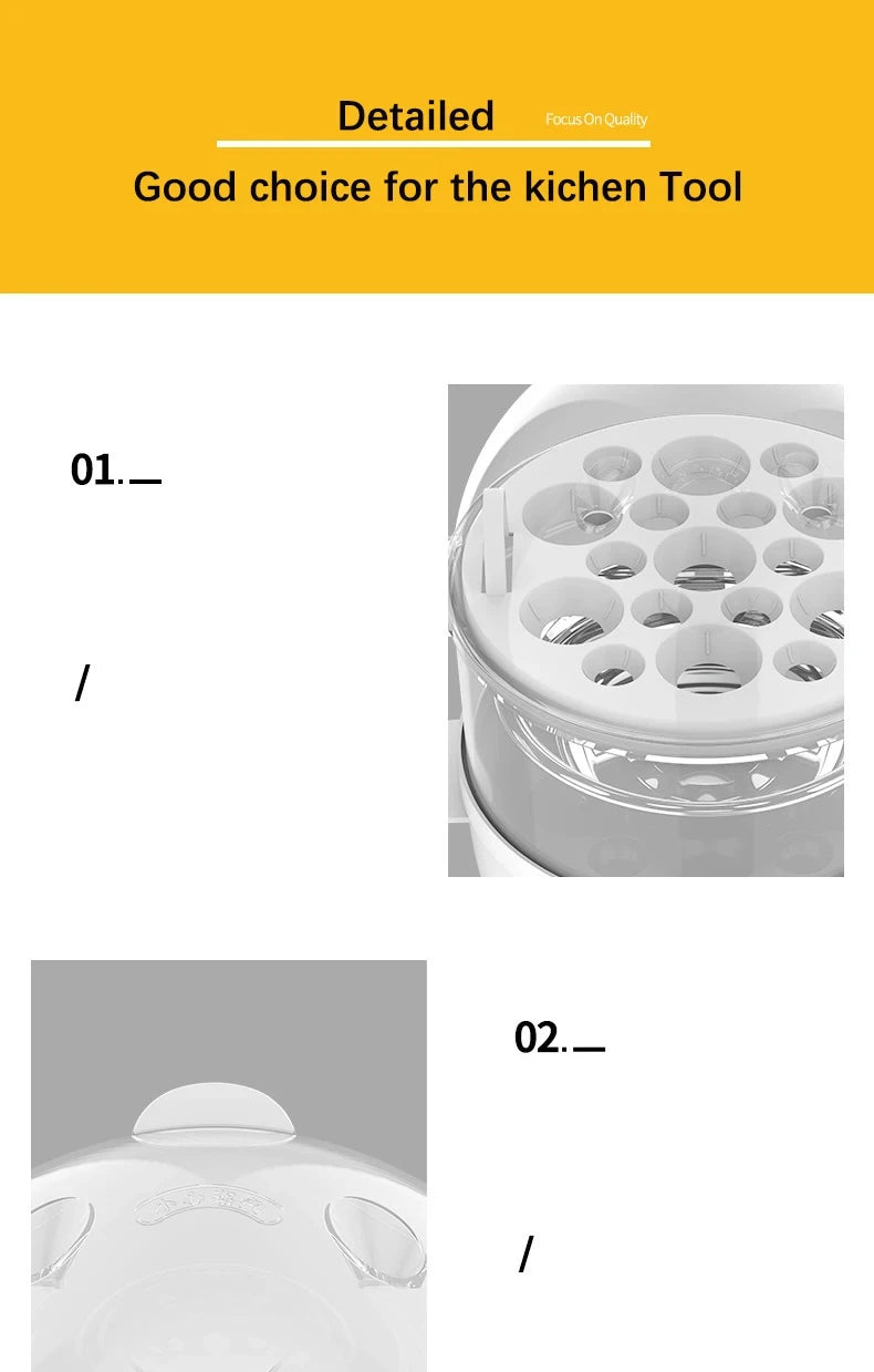 Multifunction Electric Egg Cooker – Double-Layer Egg Boiler for Eggs, Corn & Milk | Rapid Breakfast Cooking Steamer for Kitchen Appliances