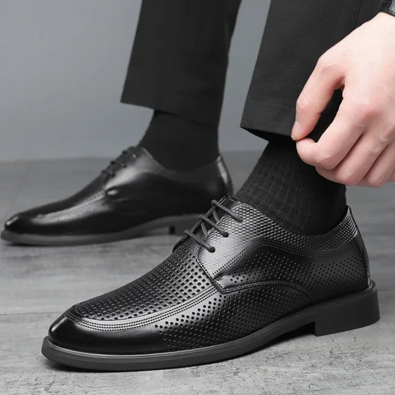 Summer Breathable Hollow Out Leather Shoes