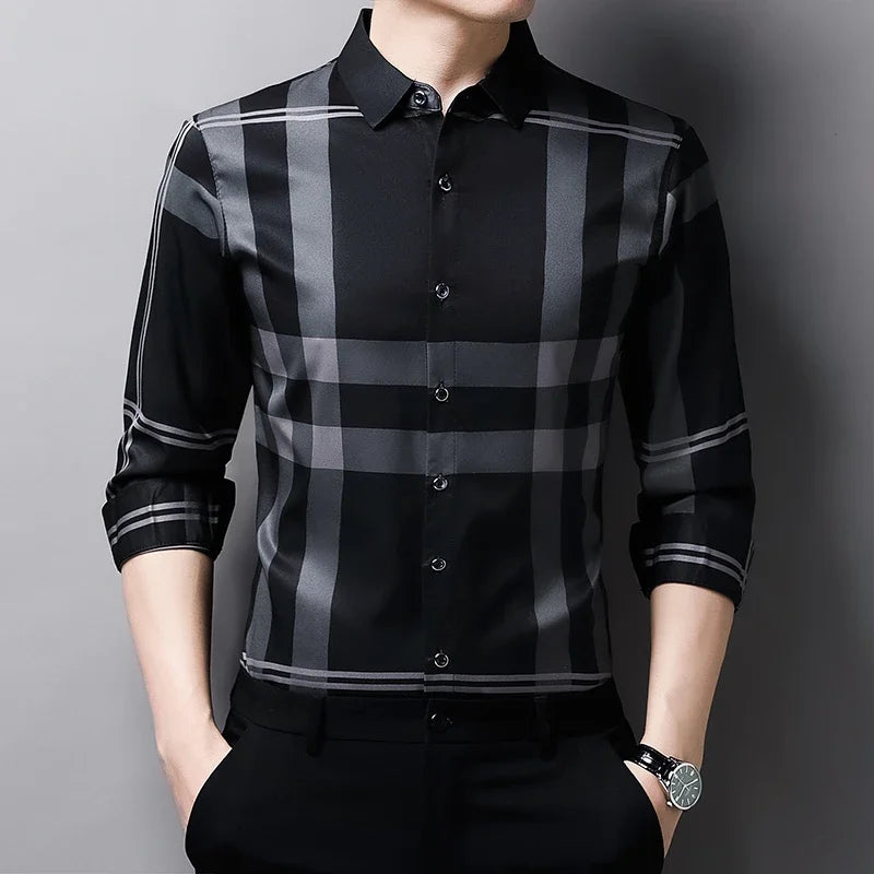 Casual Printed Long Sleeved Lapel Shirt