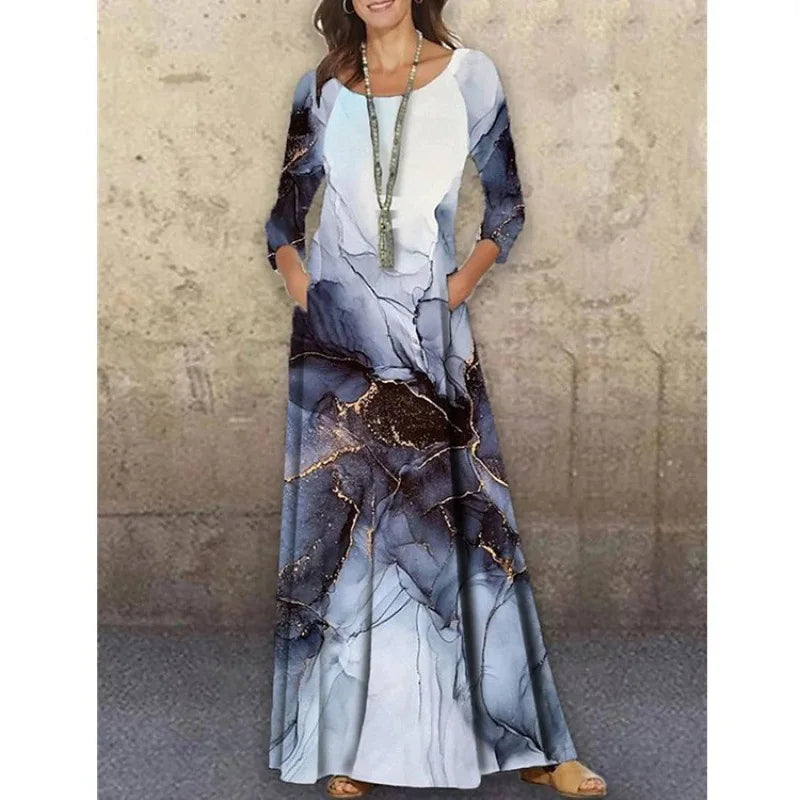 Geovani Casual Flower Autumn Print Party Dress