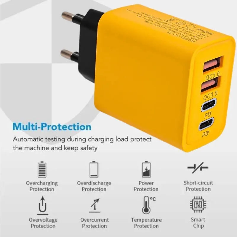 120W Fast Charging 4 Ports Mobile Phone Charger