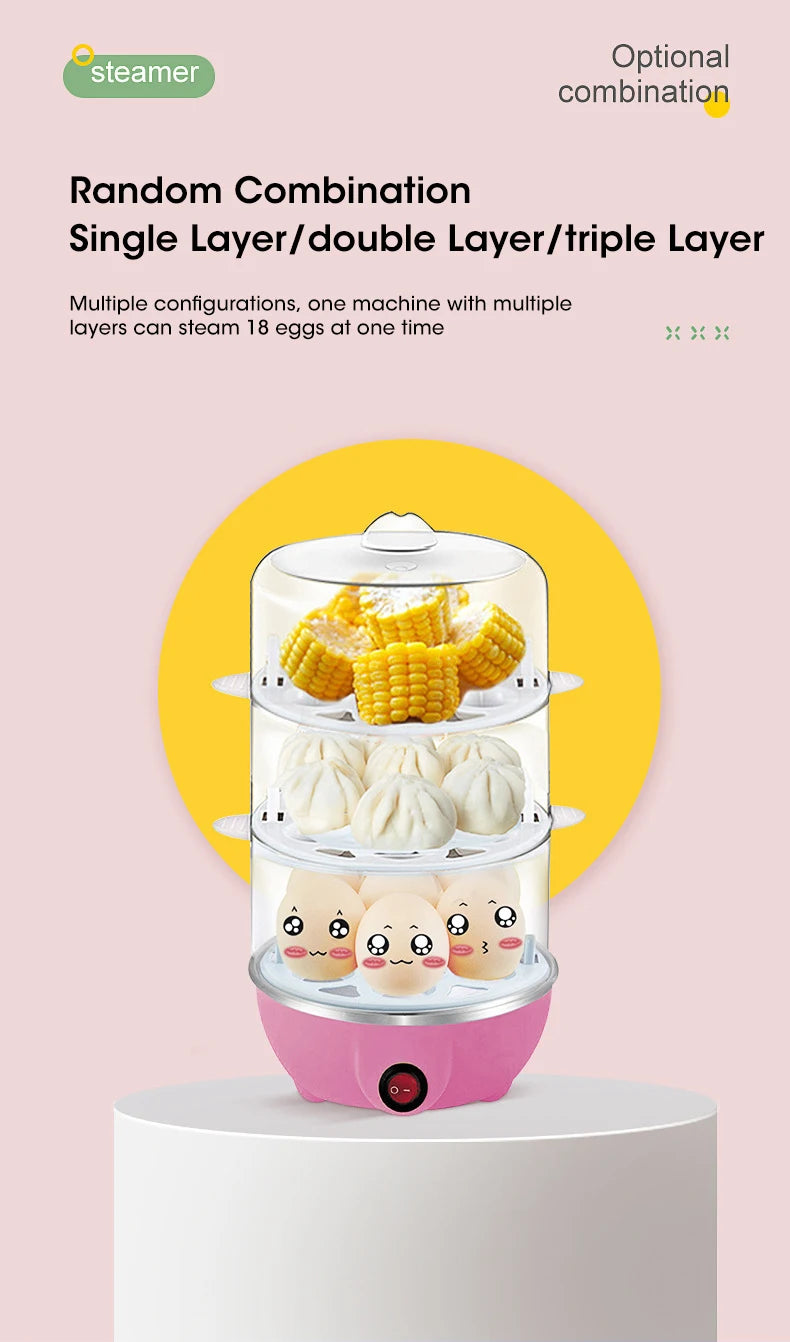 7 Egg Cooker Automatic Power Off Home Multi-Functional Steamed Egg Custard Boiled Egg Machine Breakfast Artifact