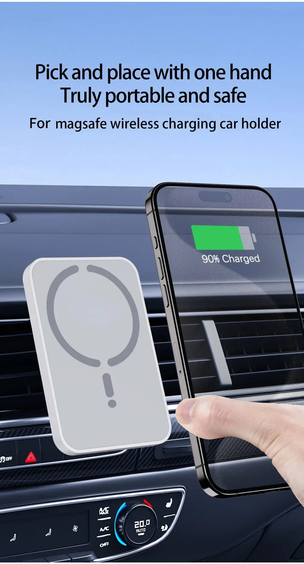 Magnetic Wireless Car Charger for iPhone 16 15 14 13 12 Pro Max