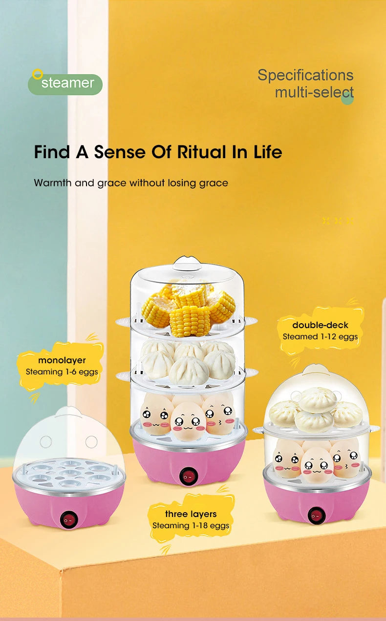 7 Egg Cooker Automatic Power Off Home Multi-Functional Steamed Egg Custard Boiled Egg Machine Breakfast Artifact