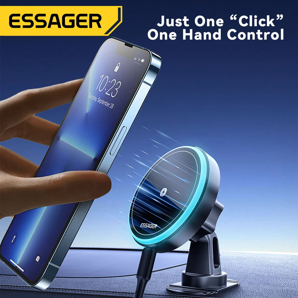 Magnetic Wireless Charger Car Phone Holder For IPhone 15 14 13 and Android