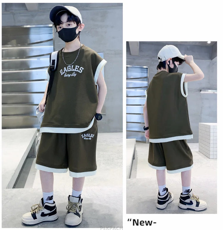 Teenage Boys Short Sleeve Cotton T-shirt & Shorts