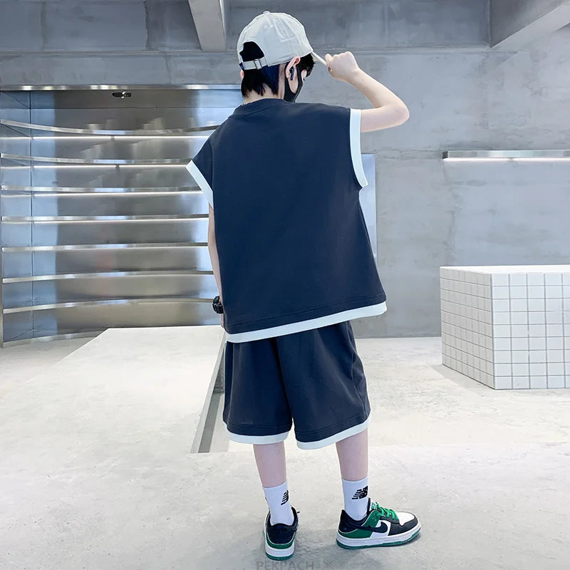 Teenage Boys Short Sleeve Cotton T-shirt & Shorts