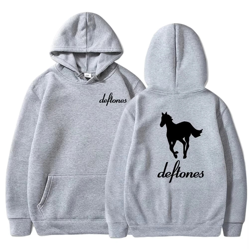 Loose hoodie Deftones whith horse print