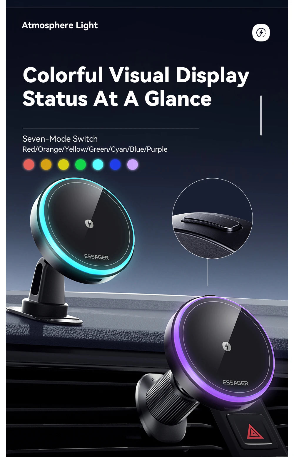 Magnetic Wireless Charger Car Phone Holder For IPhone 15 14 13 and Android