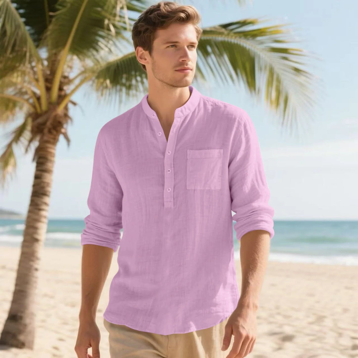 Casual Fashionable Linen Button Up Shirt