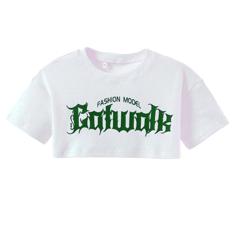 Teen Girls’ Hip-Hop Fashion Set – T-Shirt & Pants Streetwear Outfit, Kids Rapper Stage Dance Costume