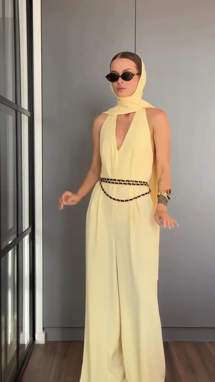 Sylvester Design  High-Neck Cape Overlay Jumpsuit