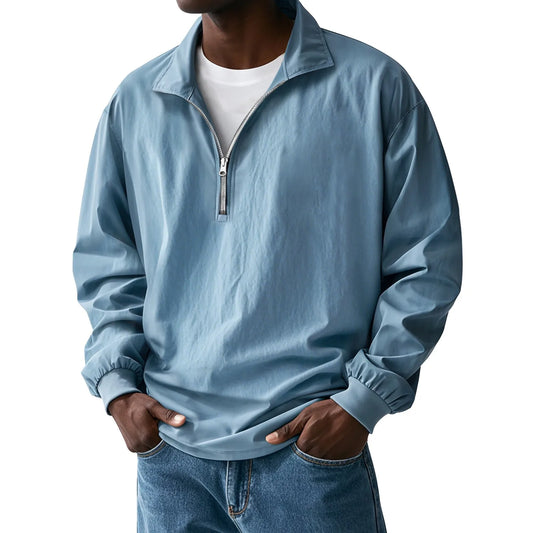Loose Henley  Shirts Casual Style Solid Color
