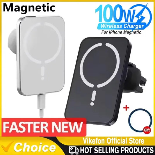 Magnetic Wireless Car Charger for iPhone 16 15 14 13 12 Pro Max