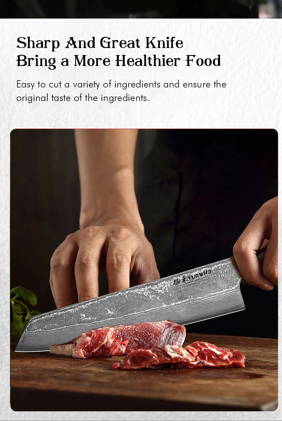 TURWHO 8.2-inch Japanese Handmade Kiritsuke Knife Damascus Steel Professional Chef Knives Kitchen Cleaver Bunka Cooking Tools