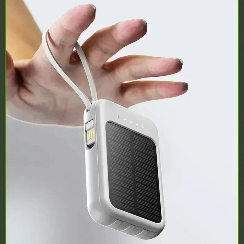 20000mAh Solar Power Bank with Built-In Cable – Dual USB Portable Charger & LED Light