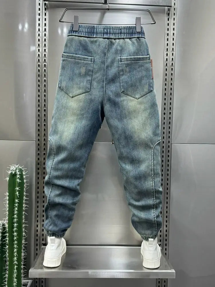 Retro Stitching Blue Harem Jeans