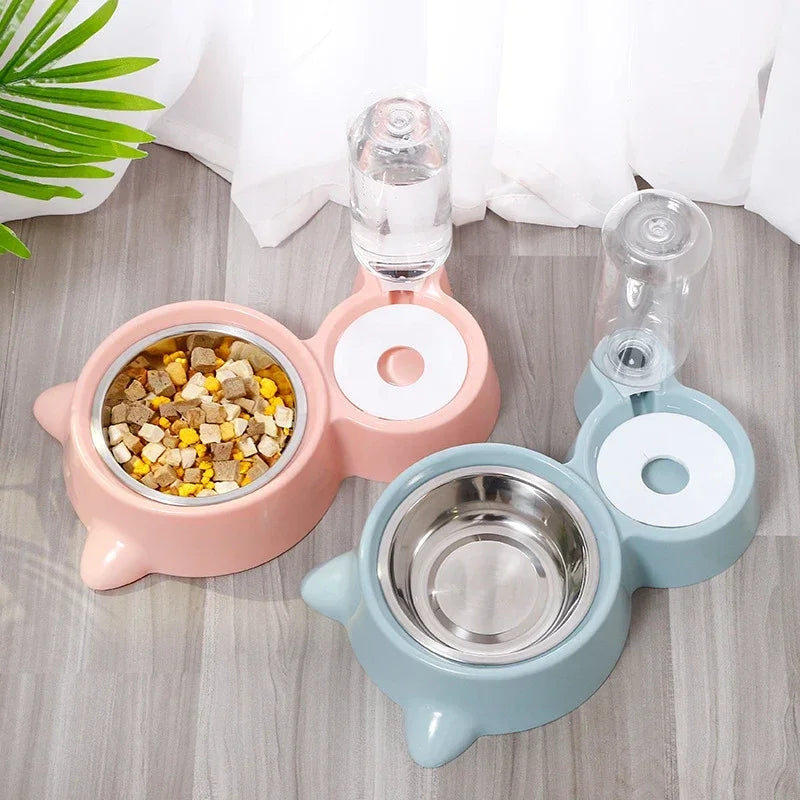 Pet Feeder with Automatic Drinking Bowl