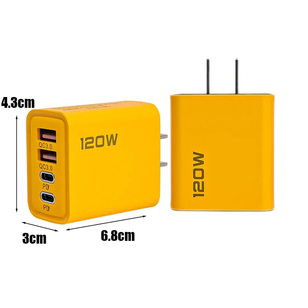 120W Fast Charging 4 Ports Mobile Phone Charger