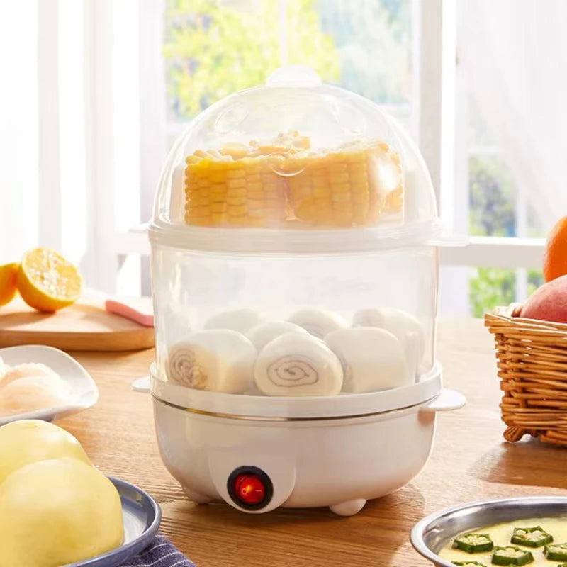 Multifunction Electric Egg Cooker – Double-Layer Egg Boiler for Eggs, Corn & Milk | Rapid Breakfast Cooking Steamer for Kitchen Appliances