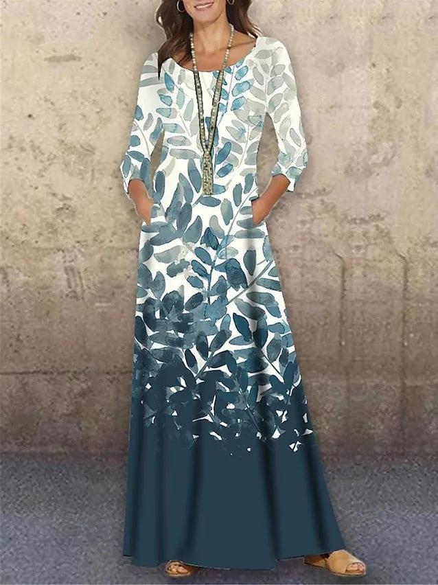 Geovani Casual Flower Autumn Print Party Dress