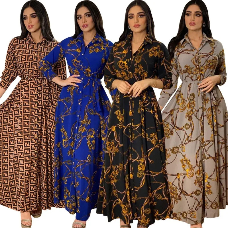 Women’s Autumn & Winter Dress – Elegant, Sexy, Fashionable Digital Print Leisure Wear