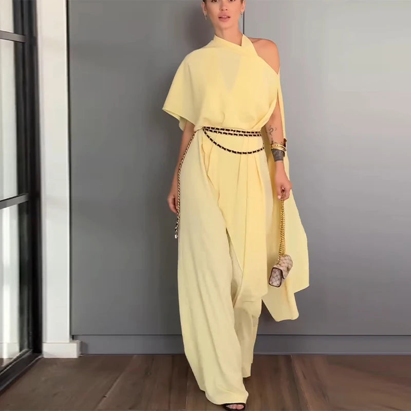 Sylvester Design  High-Neck Cape Overlay Jumpsuit