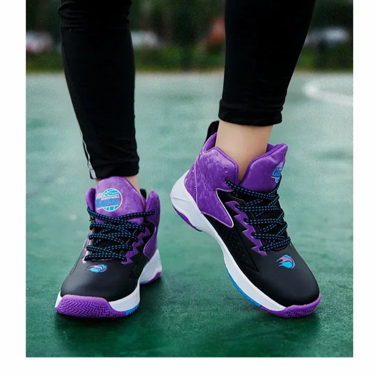 Children Basketball Shoes for Boys Girls Kids Teenagers Breathable Non-slip Lace Up Indoor Outdoor Training Sneakers Tennis Shoe