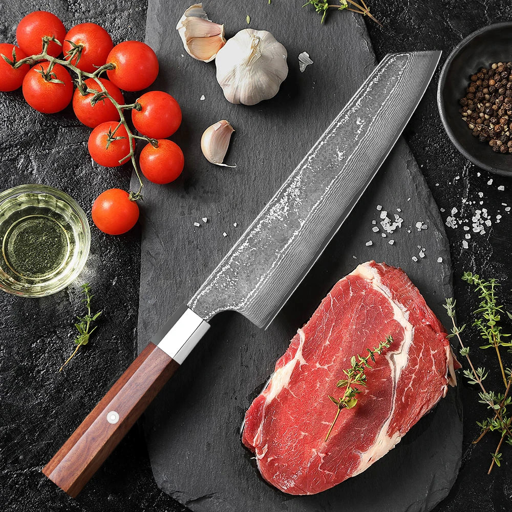 TURWHO 8.2-inch Japanese Handmade Kiritsuke Knife Damascus Steel Professional Chef Knives Kitchen Cleaver Bunka Cooking Tools