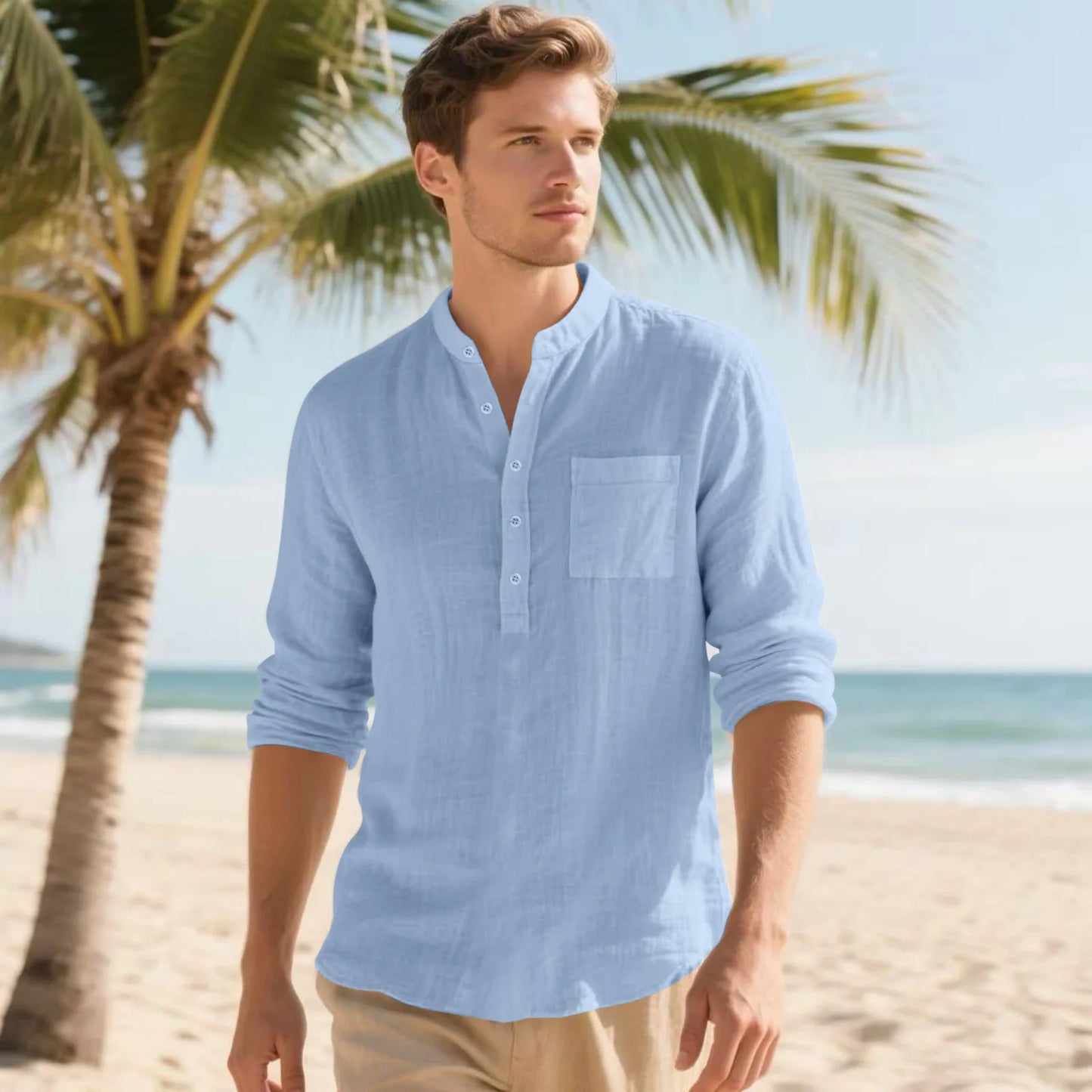 Casual Fashionable Linen Button Up Shirt