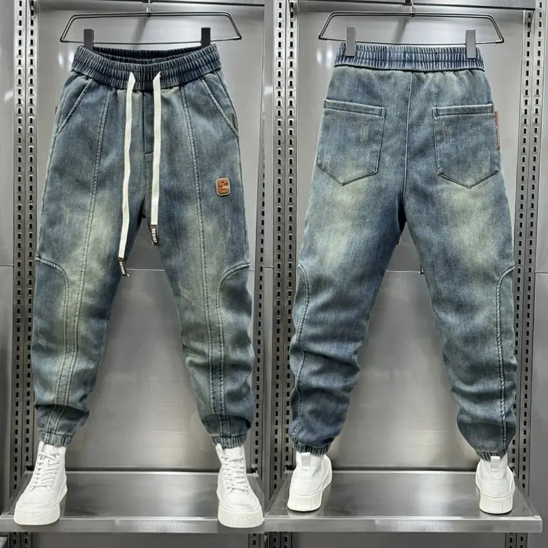 Retro Stitching Blue Harem Jeans