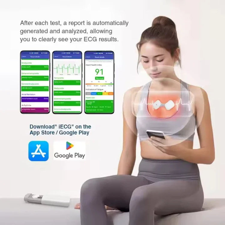 Portable Mobile Electrocardiograph, 24 Hour Wearable Wireless Cardiac EKG Monitor, Personal Heart Rate & ECG Recorder Machine