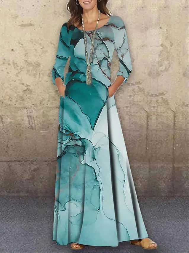 Geovani Casual Flower Autumn Print Party Dress