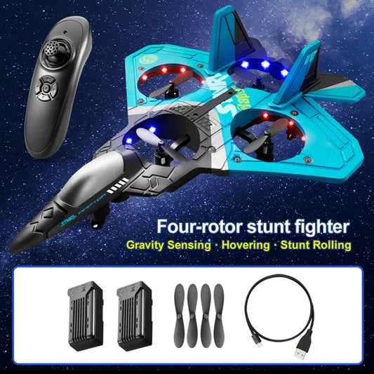 RC Airplane 2.4GHz 6CH EPP RC Plane 4 Motor RC Aircraft  with Function Gravity Sensing Stunt Roll Cool Light 2 Battery