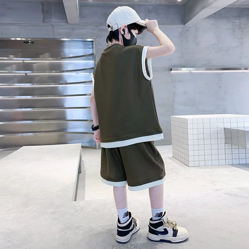 Teenage Boys Short Sleeve Cotton T-shirt & Shorts