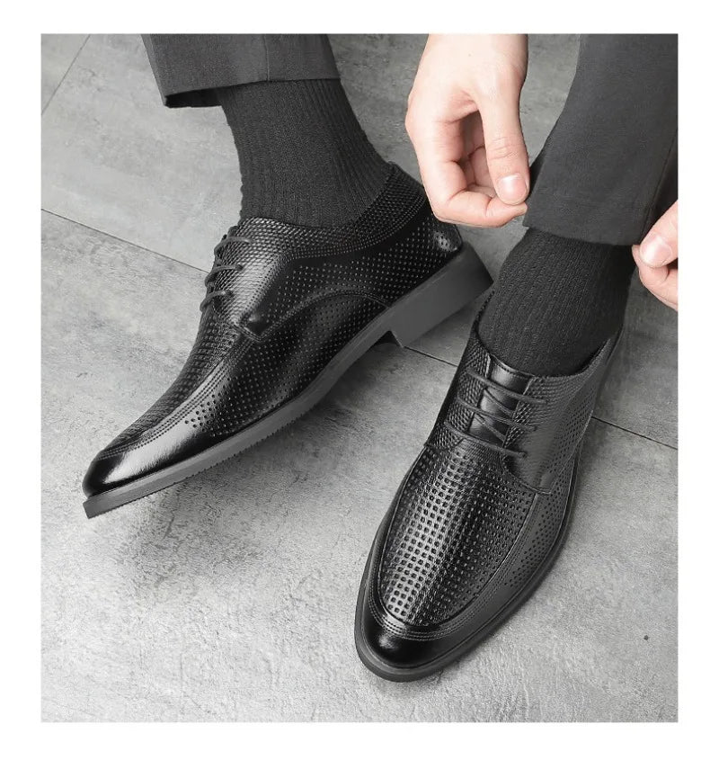 Summer Breathable Hollow Out Leather Shoes