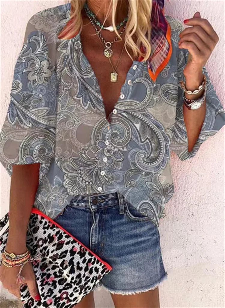 Bohemian Style Spring Summer  Breasted shirt