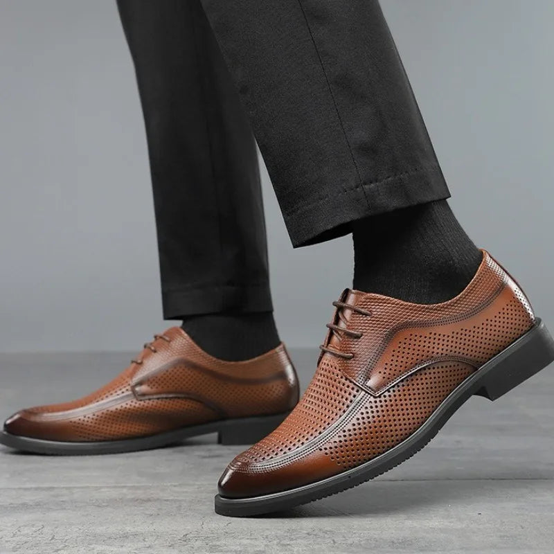 Summer Breathable Hollow Out Leather Shoes
