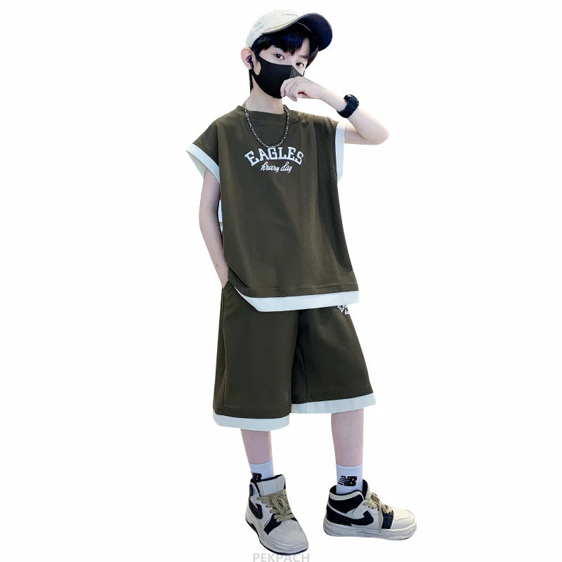 Teenage Boys Short Sleeve Cotton T-shirt & Shorts