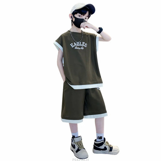 Teenage Boys Short Sleeve Cotton T-shirt & Shorts
